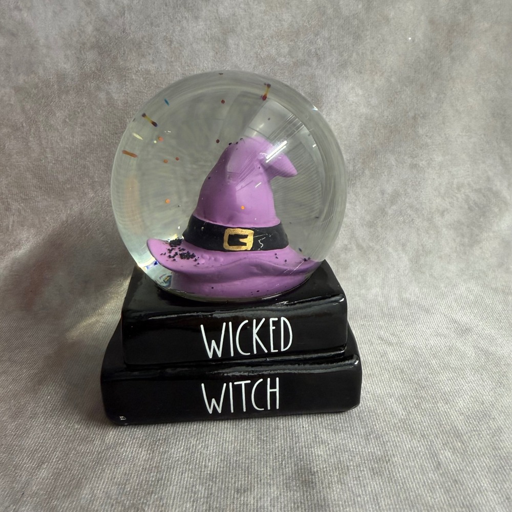 Rae Dunn Snow Globe Home Decor Black Wicked Witch Hat Halloween Book Stack Decor